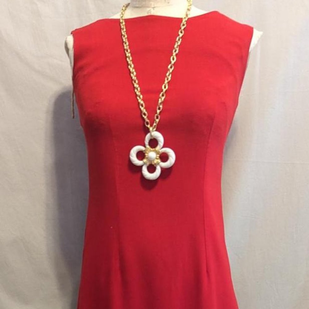Vintage 60s RED Valentines Day Maxi Dress w. Ruffled Hem  Bust 35"